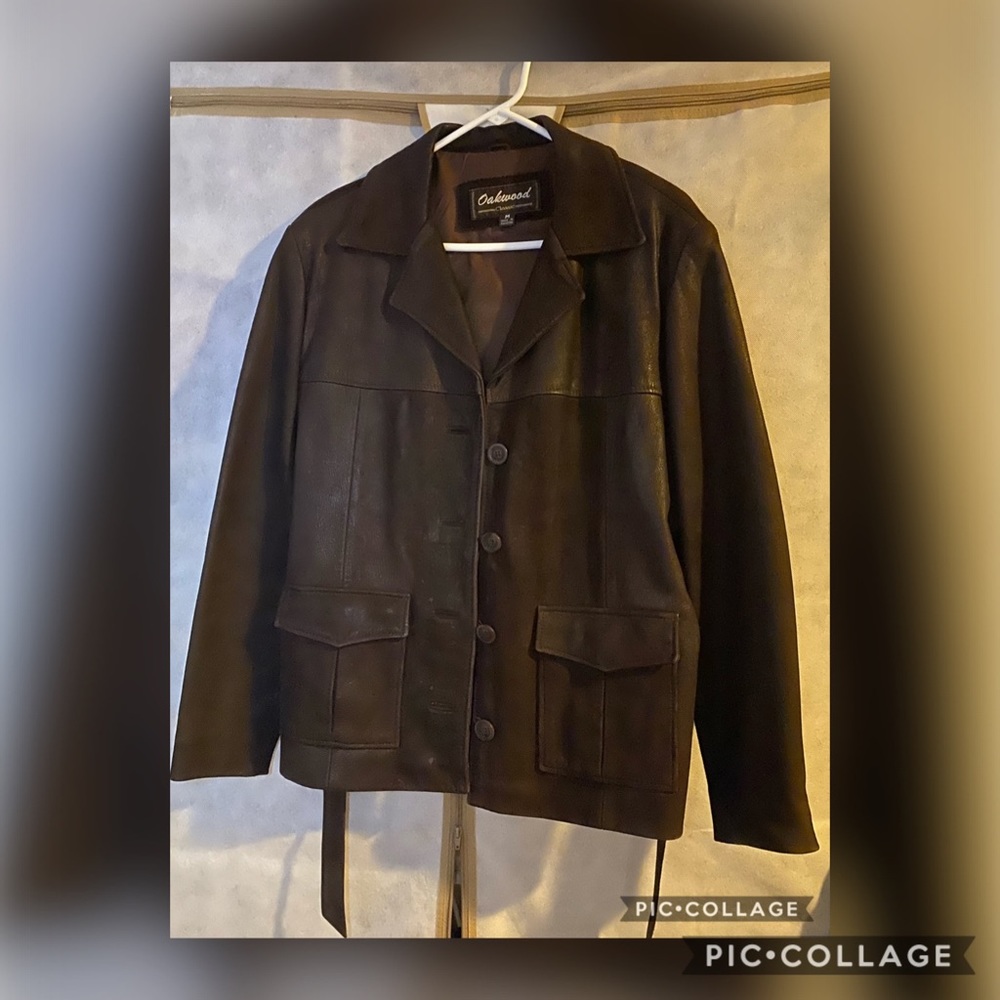 Dark Chocolate Button Front Leather Coat